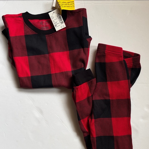 The Children’s Place | Red Plaid Long John Outfit Holiday Winter Set NWT Size 5T - Picture 1 of 8